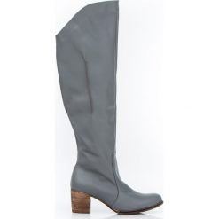 Kozaki za kolano - skóra naturalna - model 189 - kolor szary lico. Szare kozaki damskie Zapato, ze skóry, za kolano, bez obcasa, bez zapięcia. Za 499,00 zł.