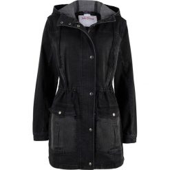 Kurtka parka dżinsowa bonprix czarny. Czarne kurtki damskie bonprix, bez wzorów, z kapturem. Za 189,99 zł.