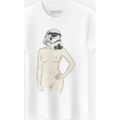 Koszulka "Sexy Stormtrooper" w kolorze białym. Białe koszulki męskie Wooop, m, bez wzorów, z bawełny, z okrągłym kołnierzem, bez rękawów. W wyprzedaży za 56,95 zł.