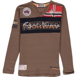 Koszulka "Jerard" w kolorze szarobrązowym. Szare t-shirty chłopięce Geographical Norway Ladies & Kids, z nadrukiem, z bawełny, z długim rękawem. W wyprzedaży za 65,95 zł.