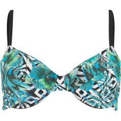 Biustonosz bikini na fiszbinach bonprix zielony z nadrukiem. Zielone stroje kąpielowe damskie marki bonprix, z nadrukiem. Za 44,99 zł.