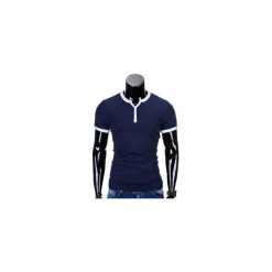 T-shirty męskie: T-SHIRT MĘSKI BEZ NADRUKU S651 – GRANATOWY