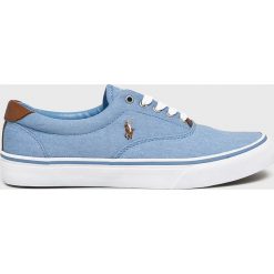 Polo Ralph Lauren - Trampki. Niebieskie trampki męskie Polo Ralph Lauren, bez wzorów, z gumy, bez zapięcia. W wyprzedaży za 279,90 zł.