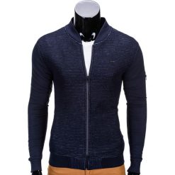 Bejsbolówki męskie: BLUZA MĘSKA ROZPINANA BEZ KAPTURA B551 – CIEMNOGRANATOWA/MELANŻOWA