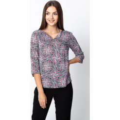 Bluzka z etnicznym nadrukiem QUIOSQUE. Białe bluzki longsleeves QUIOSQUE, z nadrukiem, z dzianiny. Za 139,99 zł.