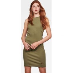 G-Star Raw - Sukienka. Zielone sukienki damskie G-Star RAW, na co dzień, s, bez wzorów, z bawełny, retro, z okrągłym kołnierzem, bez rękawów, mini, proste. Za 189,90 zł.