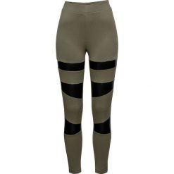 Legginsy termoaktywne z wstawkami z poliuretanu bonprix ciemnooliwkowy. Zielone getry damskie termoaktywne bonprix, bez wzorów. Za 89,99 zł.
