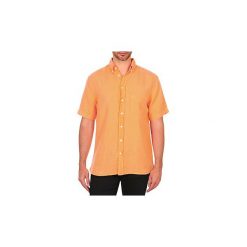 Koszule z długim rękawem Gant THE LINEN SHIRT. Pomarańczowe koszule męskie GANT, m, bez wzorów, ze lnu, bez kołnierzyka, z długim rękawem. Za 447,20 zł.
