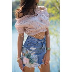 Top Cappy Pudrowy. Szare bluzki damskie Modaforyou, s, bez wzorów, bez kołnierzyka, z krótkim rękawem. Za 69,00 zł.