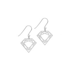 KOLCZYKI - CLASSIC DIAMOND DROP - SREBRO. Różowe kolczyki damskie marki Myia, srebrne. Za 476,00 zł.