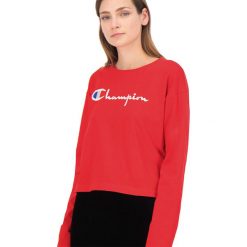 CHAMPION CROPPED SCRIPT > 112198-RS017. Bluzy damskie Champion, xl, z haftami, z bawełny, z długim rękawem, długie, bez kaptura. W wyprzedaży za 159,99 zł.
