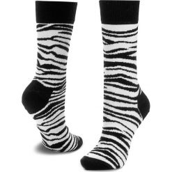 Skarpety Wysokie Unisex HAPPY SOCKS - ZEB01-1000 Biały Czarny. Białe skarpetki męskie marki Happy Socks, z bawełny. Za 34,90 zł.