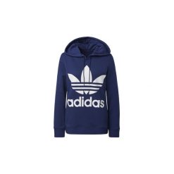 Bluzy adidas Bluza z kapturem Trefoil. Niebieskie bluzy damskie Adidas, bez wzorów, bez rękawów, z kapturem. Za 139,50 zł.