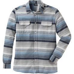 Koszula flanelowa Regular Fit bonprix szaro-niebieski w paski. Szare koszule męskie na spinki bonprix, l, w paski. Za 69,99 zł.