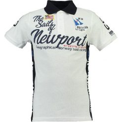 Koszulka polo w kolorze białym. Białe koszulki męskie Geographical Norway Men, s, z nadrukiem, z bawełny, polo, bez rękawów. W wyprzedaży za 90,95 zł.