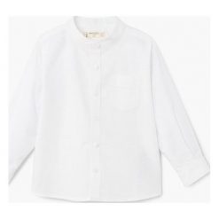 Mango Kids - Koszula dziecięca Mao2 80-104 cm. Białe koszule męskie Mango Kids, z bawełny, z długim rękawem. W wyprzedaży za 39,90 zł.