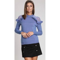 Niebieski Sweter Angels Fringes. Niebieskie swetry klasyczne damskie other, na jesień, l. Za 89,99 zł.