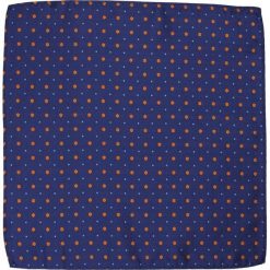 Elegancka, Męska Poszetka - ALTIES - Granatowa w Kwiaty i Groszki POSZALTTANIA0085. Niebieskie poszetki męskie Alties, w kwiaty, z materiału, eleganckie. Za 16,90 zł.