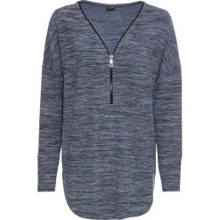 Shirt z długim rękawem bonprix matowy niebieski - czarny melanż. Niebieskie koszulki damskie bonprix, bez wzorów, z dekoltem w serek, z długim rękawem. Za 99,99 zł.