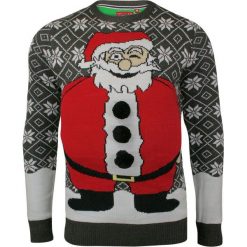Świąteczny Sweter z Mikołajem, Śmieszny, Na Prezent - Brave Soul, Męski SWBRSAW18OLLYmikolajgrafit. Swetry męskie Brave Soul, m, bez wzorów, wizytowe, bez kołnierzyka, bez kaptura. Za 127,00 zł.