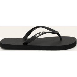 Emporio Armani - Japonki. Czarne klapki damskie Emporio Armani, bez wzorów, z gumy, bez obcasa, na obcasie. Za 179,90 zł.