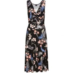 Sukienka z dżerseju bonprix czarny wzorzysty. Czarne sukienki damskie bonprix, bez wzorów, z dżerseju, eleganckie, z dekoltem w serek, bez rękawów. Za 99,99 zł.