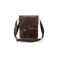 Ciemno brązowa listonoszka torba skórzana na ramię. Pomarańczowe torby męskie skórzane Paolo Peruzzi, w paski, ze skóry, eleganckie. Za 252,89 zł.