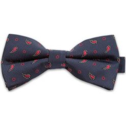 Granatowa Mucha w Czerwony Wzór Paisley, Męska MUVRN0028. Niebieskie muszki męskie Vernon, w paski, eleganckie. Za 29,00 zł.