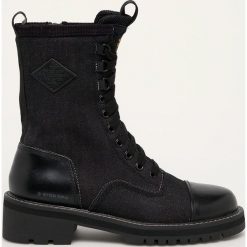 G-Star Raw - Workery. Czarne workery damskie G-Star RAW, ze skóry, retro, z okrągłym noskiem, bez obcasa, na obcasie, na sznurówki. W wyprzedaży za 629,90 zł.
