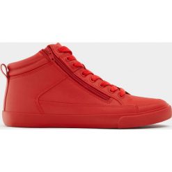 Buty sportowe męskie: Wysokie czerwone buty sportowe z suwakiem