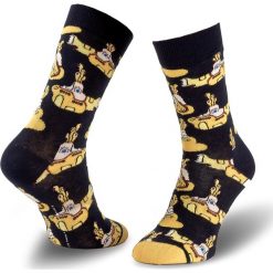 Skarpety Wysokie Unisex HAPPY SOCKS - BEA01-6000 Granatowy Żółty. Żółte skarpetki damskie Happy Socks, bez wzorów, z elastanu. Za 39,90 zł.