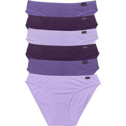 Figi (6 par) bonprix lila-ciemny lila -bez. Fioletowe figi damskie marki bonprix, z aplikacjami. Za 47,94 zł.