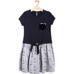 Sukienka. Szare sukienki dziewczęce marki WONDER GIRL, z nadrukiem, z elastanu, z krótkim rękawem, krótkie, mini. Za 59,90 zł.