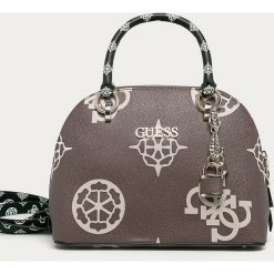 Guess Jeans - Torebka. Brązowe torby damskie na zakupy Guess Jeans, w paski, z bawełny, na ramię, bez dodatków. Za 639,90 zł.
