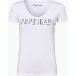 Pepe Jeans - T-shirt damski – Donna, biały. Białe t-shirty damskie Pepe Jeans, m, z napisami, z jeansu, bez kołnierzyka. Za 89,95 zł.