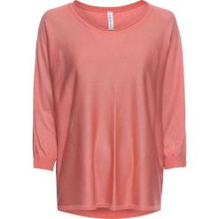 Sweter, dzianina o gładkim splocie drobnych oczek bonprix dymny koralowy. Różowe swetry damskie bonprix, bez wzorów, z dzianiny, bez rękawów, bez kaptura. Za 59,99 zł.