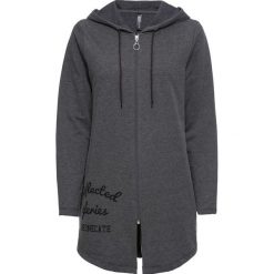 Długa bluza z kapturem bonprix antracytowy melanż. Szare bluzy damskie bonprix, z nadrukiem, z długim rękawem, długie, z kapturem. Za 109,99 zł.