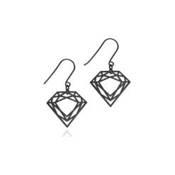 Kolczyki damskie: KOLCZYKI – CLASSIC DIAMOND DROP – CZARNY