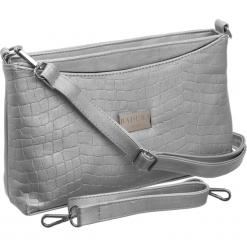 Badura® elegancka kompaktowa torebka listonoszka croco. Szare listonoszki damskie Badura, na co dzień, w paski, z tkaniny, eleganckie, na ramię, bez dodatków. Za 269,90 zł.