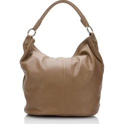 Shopper bag damskie: Skórzany shopper bag w kolorze szarobrązowym – 45 x 56 x 20 cm