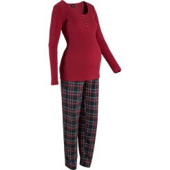 Piżama dla ciężarnych i karmiących bonprix czerwony w kratę. Czerwone bielizna ciążowa marki bonprix, moda ciążowa. Za 59,99 zł.