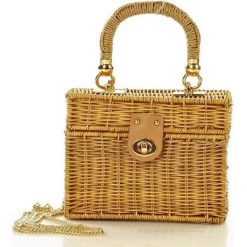 Torebka typu koszyk z naturalnych materiałów - kwadratowa rattan beż natura. Żółte kuferki damskie producent niezdefiniowany, w paski, z jeansu, eleganckie, bez dodatków. Za 199,00 zł.