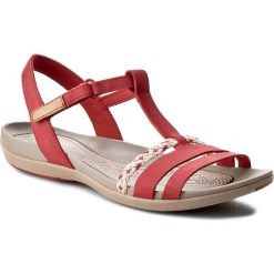 Sandały CLARKS - Tealite Grace 261238924 Red Nubuck. Czerwone klapki damskie Clarks, bez wzorów, ze skóry, bez obcasa. Za 279,00 zł.