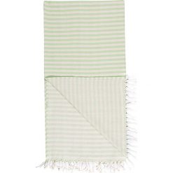 Chusty damskie: Chusta hammam w kolorze zielono-białym – 180 x 100 cm