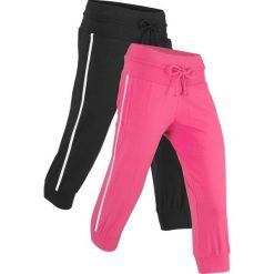 Spodnie sportowe 3/4 ze stretchem (2 pary), Level 1 bonprix ciemnoróżowo-czarny. Różowe spodnie damskie bonprix. Za 129,98 zł.