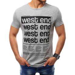 T-shirty męskie: T-shirt męski z nadrukiem szary (rx2407)