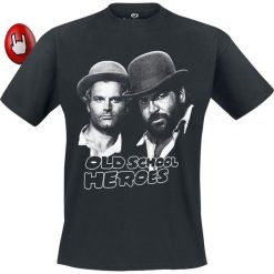 Bud Spencer Oldschool Heroes T-Shirt czarny. Czarne t-shirty męskie marki Bud Spencer, xl, z nadrukiem, z okrągłym kołnierzem. Za 114,90 zł.