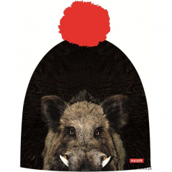 Czapka Magic Fun BOAR. Czarne czapki zimowe damskie marki Pakamera, z nadrukiem, z dzianiny. Za 79,00 zł.