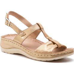 Sandały LASOCKI - 2002-01 Golden. Żółte klapki damskie Lasocki, bez wzorów, ze skóry, bez obcasa. Za 139,99 zł.