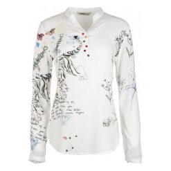 Desigual Bluzka Damska Words M Biała. Białe bluzki damskie Desigual, m, z nadrukiem, bez kołnierzyka, bez rękawów. W wyprzedaży za 277,00 zł.